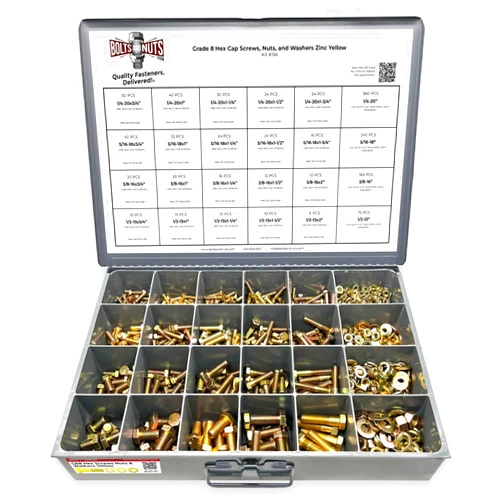 BoltsandNuts.com Grade 8 Hex Cap Screws Nuts Washers Coarse Thread Zinc Yellow Assortment - 1269 Pieces