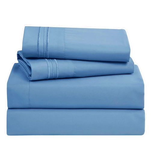 Clara Clark Bed Sheets, Premier 1800 Series 4 Piece Bed Sheet Set, Deep Pocket, Wrinkle, Fade, Stain Resistant, Luxury Soft Bedding Sheets & Pillowcases, Queen, Blue Heaven