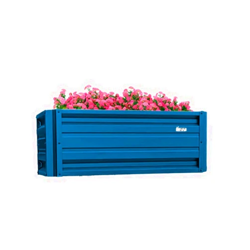 PLANTER BOX DIRECT.COM BY ALL METAL WORKS, INC. 2 x 4 Rectangular Metal Planter Box Durable Raised Garden Bed in Galvalume Steel 24 x 48 with 18 Inch High Walls (Gallery Blue)