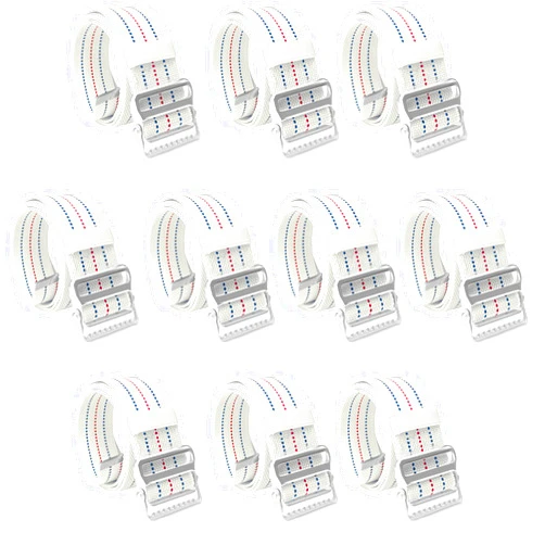 ASA TECHMED 10 Pack Cotton Soft Transfer Gait Belt with Metal Buckle and Belt Loop Holder for Walking, Belt Support Hold - Homecare, Caregiver, Nurse, Therapist 60 Inch, White