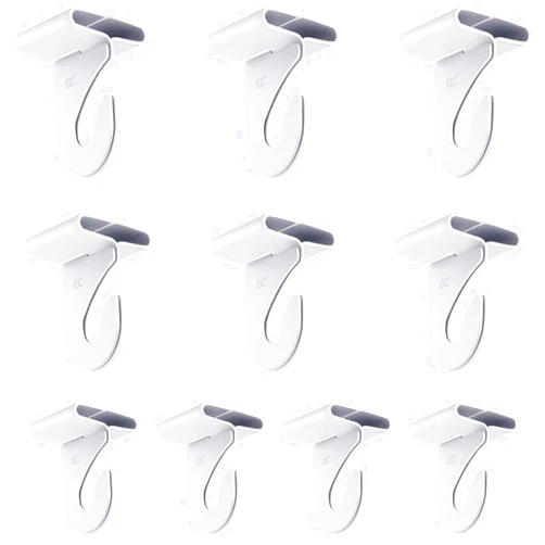 Gansita 10 Pair Drop Ceiling Hooks for Hanging, White Heavy Duty Ceiling Hooks, Metal T-Bar Hooks,Suspended Ceiling Tile Hook Ceiling Clips for Home Classroom Grid Office & Decorations