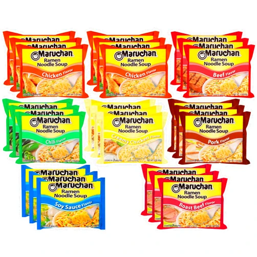 Maruchan Ramen Noodle Soup Variety, 7 Flavors, 3 Ounce Single Servings (Pack of 24)