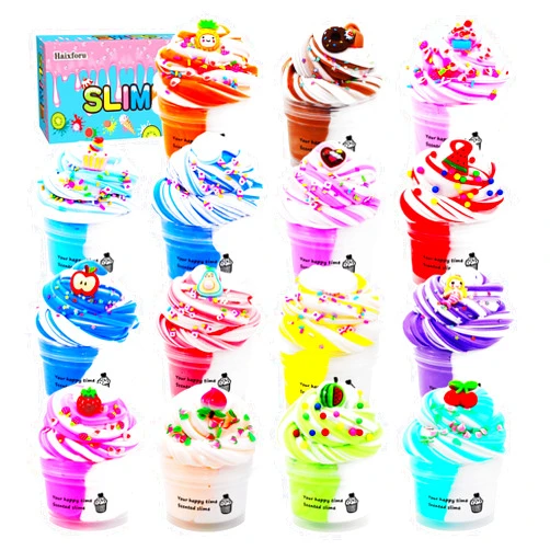 Haixforu 15 Pack Two-Toned Butter Slime Kit for Girls,Super Soft and Non-Sticky Toy,DIY Educational Slime Toys for Kids,Party Favor for Kids Girls & Boys