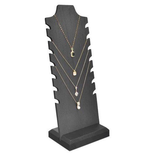 MOOCA Lightweight Wooden Necklace Display Stand - Freestanding Easel Holder for Multiple Necklaces, Black Color