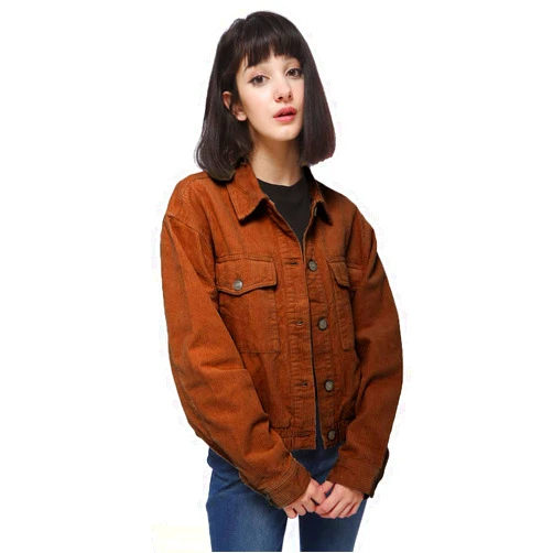 Anna-Kaci Women Casual Corduroy Button Down Long Sleeve Short Crop Jacket Coat
