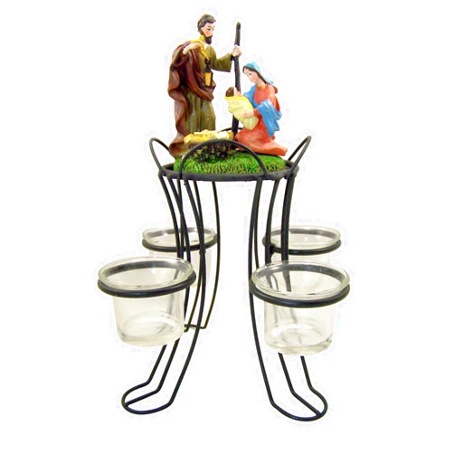 Autom Holy Family Nativity of Christ Advent Wreath Votive Candle Holder Christmas Centerpiece Decoration