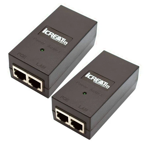 ICreatin 2-Pack 48V POE Injector,10/100Mbps IEEE 802.3af PoE Power Over Ethernet Adapter Supply for Most Cisco/Polycom/Aastra/Axis/Ubiquiti Phones, Cameras, Up to 328 Feet