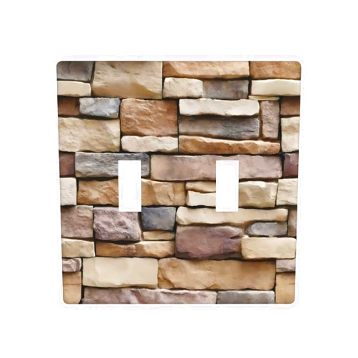 Pwtxhps Funny Stone Double Toggle Light Switch Cover Wall Plate 2 Gang Receptacle Decorative for Home Kitchen Bedroom Bathroom Room