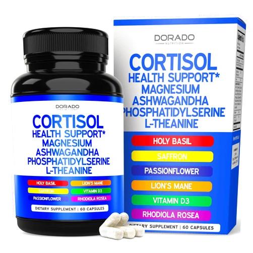 DORADO NUTRITION Cortisol Supplements for Women & Men with 14 in1 Blend (Magnesium, Ashwagandha, L Theanine & More) Healthy Cortisol Balance & Calm Mood Support - Third Party Tested, Non GMO, USA Made - 60 Count