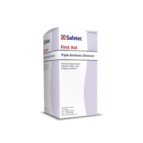 Safetec Triple Antibiotic .9 g. Pouch (144 Count Box) - First Aid Ointment for Minor Cuts, Scrapes and Burns (Pack of 1 Box)