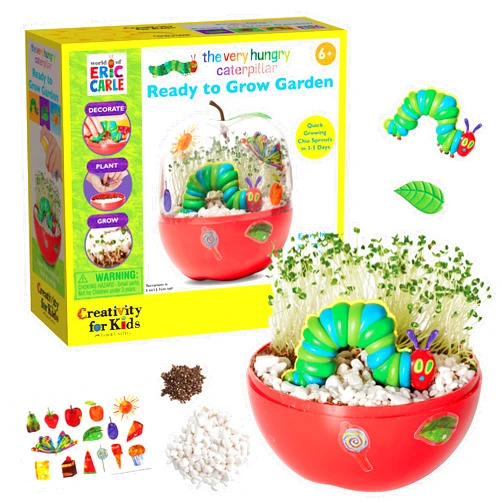 Creativity for Kids The Very Hungry Caterpillar: Ready to Grow Garden - Spring Crafts | Science Terrarium Kit Inspired from The World of Eric Carle Books, Education Gifts for Kids (Ages 6+)