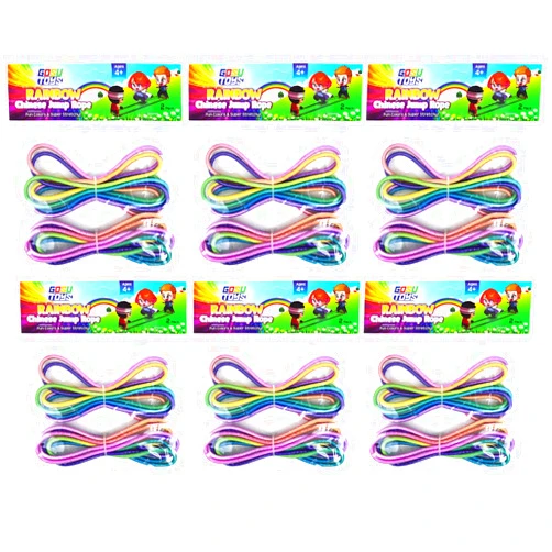 Gosu Toys Rainbow Chinese Jump Ropes Cats Cradle Bundle Pack for Kids Outdoor Indoor Play (6 Pack (12 Jumpropes))