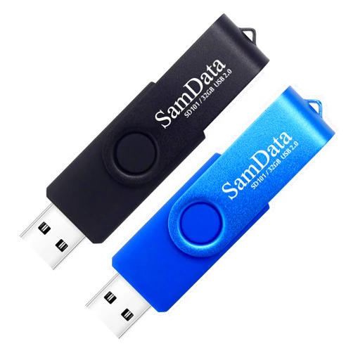 SamData 32GB USB Flash Drives 2 Pack 32GB Thumb Drives Memory Stick Jump Drive with LED Light for Storage and Backup (2 Colors: Black Blue)