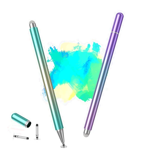 CALOETHNEY Stylus Pens for Touch Screens(3 Pcs), High Precision Magnetic Disc Universal Stylus Pen for iPad Compatible with Apple/iPhone/iPad/Android/Microsoft Tablets (Green Gold/Purple Blue)