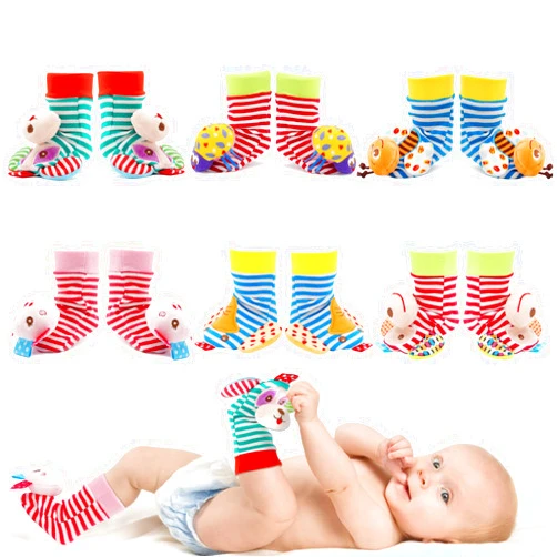 BLOOBLOOMAX Sock rattles for Babies 0-24 Months Baby Animal Foot Finder Educational Toys
