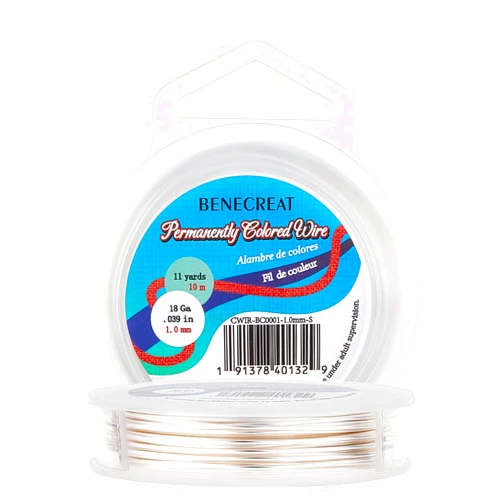 BENECREAT 18 Gauge Tarnish Resistant Copper Wire Silver Jewelry Beading Wire for Bracelet Necklace Jewelry Making, 33-Feet/11-Yard