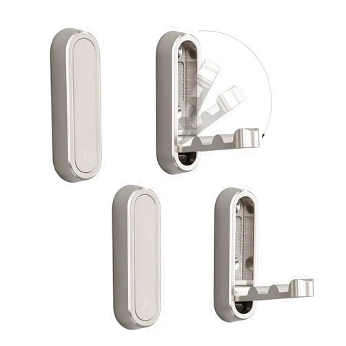 XSGTZMJ 4PCS Foldable Invisible Hook Zinc Alloy Bathroom Wall Hook Retractable for Closet Scarf Hat Robe Key Purse Bag Folding Hooks Minimalist Style (Silver)