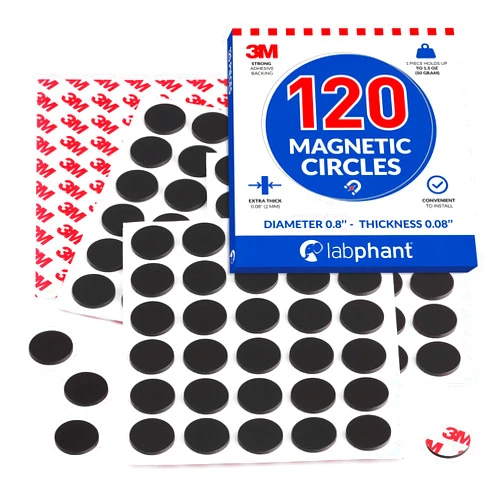 APPLAB Magnetic Dots 120pcs - Round Magnets with Adhesive Backing, Circle Size Diameter 0.8’” x 0.08” on 4 Tape Sheets, with 3M Strong Adhesive Backing. Perfect for DIY, Art Projects, Industrial & Fridge