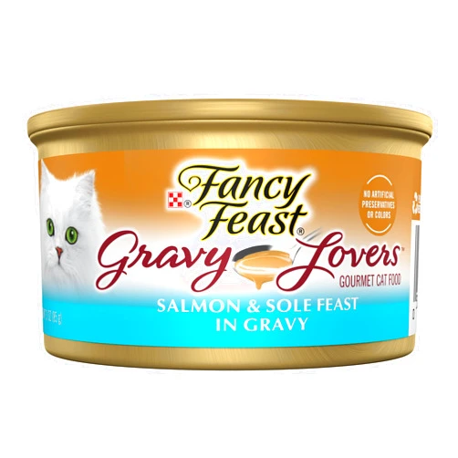 Fancy Feast Purina Fancy Feast Gravy Lovers Salmon and Sole Feast Grilled Gourmet Cat Food in Wet Cat Food Gravy - (Pack of 24) 3 oz. Cans