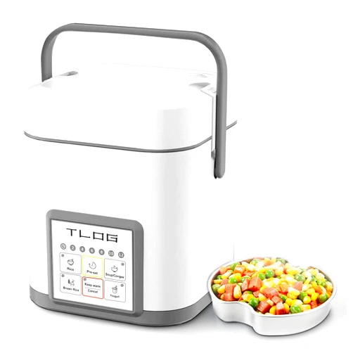 TLOG Mini Rice Cooker 2.5 Cups Uncooked, Healthy Ceramic Coating Portable Cooker, 1.2L Travel Small for 1-3 People, Personal maker, Food Steamer, 12 Hours delay timer, Multi-cooker Grains, Oats