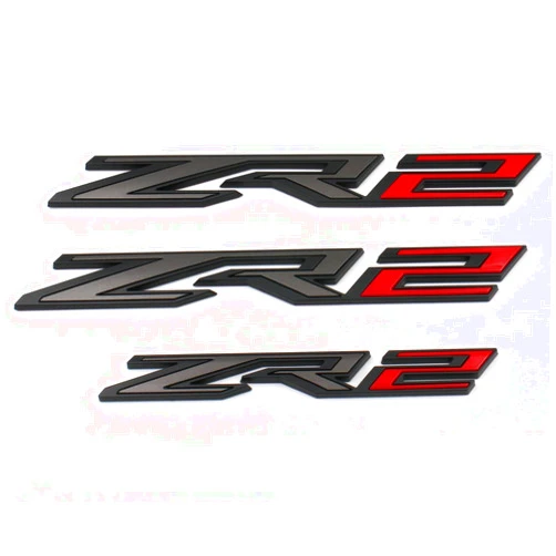 Mnneryss 3PCS Matte Black Red Fender Rear ZR2 Emblem Badge Compatible with Silverado Colorado (Black Red)