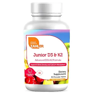 Zahler Store Zahler Junior D3 Chewable 1000IU, Great Tasting Chewable Vitamin D for Kids, Vitamin D3 1000 IU for Children, Certified Kosher (D3 &K2)