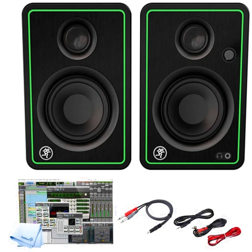 Mackie CR3-X BT 3-Inch Creative Reference Multimedia Bluetooth Monitors Bundle with and Pro Cable Kit Featuring Pro Tools First DAW Music Editing Software