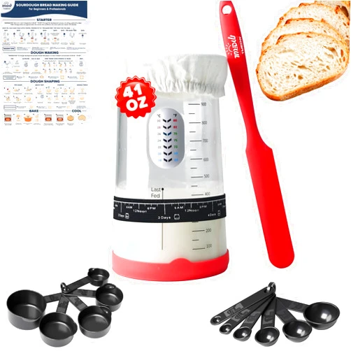 TMEDW Sourdough Starter Kit, 41oz Large Capacity Sourdough Starter Jar, Sourdough Bread Baking Supplies for Making Delicious Sourdough Breads