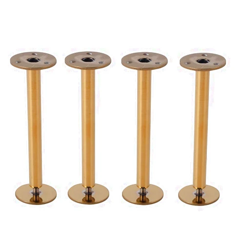 BROHN Furniture Table Legs, 4 Metal Furniture feet Round Adjustable Stainless Steel Sofa Support feet, Cabinet Coffee Table Tables and Chairs Gold Replacement feet, 8 inches