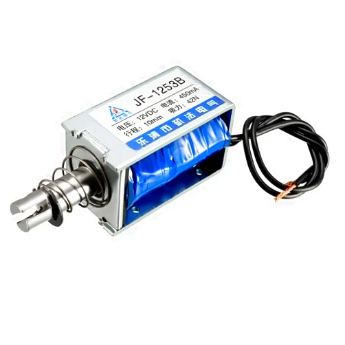 uxcell DC 12V 42N 10mm Stroke Pull Push Type Open Frame Solenoid Electromagnet Linear Motion JF-1253B