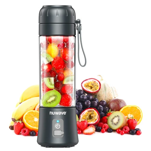 NUWAVE Portable Blender for Smoothies and Shakes, 16 OZ On-The-Go Small Juice Blender with 6 Blades, Rechargeable Mini Blender, BPA-Free, Self-Cleaning, Leak-Proof Lid, for Gym, Home Kitchen, Office