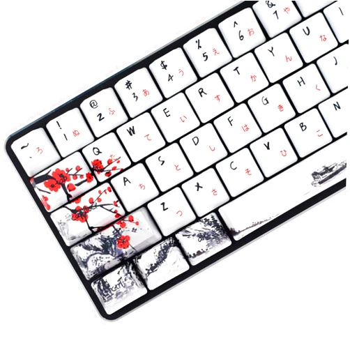 MOLGRIA Keycaps 71 Set for Gaming Mechanical Keyboard, Custom PBT OEM Profile Key caps Japanese Font with Keycap Puller for Cherry MX 71/61 60 Percent Keyboard(Plum Blossom)