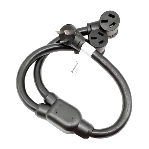 Parkworld 61056 NEMA 10-50 Range Splitter Cord, 6 Gauge 240V Splitter Industrial Male Plug 10-50P to (2) 10-50R Female connectors, 6 AWG, 3 feet
