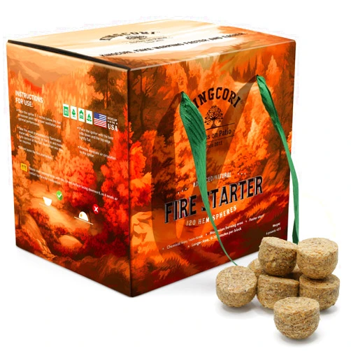 T1RTRVT Fire Starters 120pcs Hemispheres Charcoal Starters Squares For BBQ Grill Fireplace Campfires Smoke Wood Stoves Fire Pit Chimney Waterproof All Weather Indoor Outdoor Camping Accessories