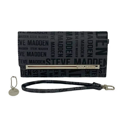 Steve Madden Women's Logobar Trifold Wristlet Wallet Handbag