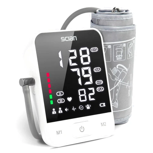 Scian Blood Pressure Monitors for Home Use, Automatic Blood Pressure Cuff Arm Digital BP Machine with Large LED Backlit Display, Voice Broadcasting, 2 Users 200 Memory (Black)