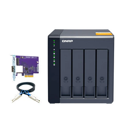 QNAP TL-D400S 4 Bay SATA 6Gbps JBOD Storage Enclosure. PCIe SATA Expansion Card (QXP-400eS-A1164) Included
