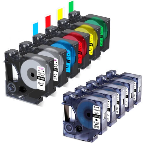 Anycolor 6 White+1 Clear+4 Multicolor Compatible Label Tape Replacement for Dymo d1 Label Tape 45013 45010 45016 45017 45018 45019 Work with DYMO LM 160 280 PnP 360D 210D, 1/2 inch(12mm) 23 Feet(7m), 6+5 Pack