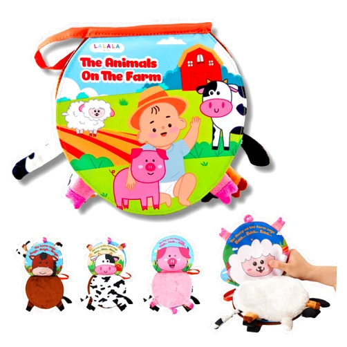 Lalala Baby Sensory Books for Babies, Touch and Feel Crinkle Cloth Book for Infant Baby 0-6 6-12 Months – Educational Toy for Early Development with Farm Animal Soft Book (Colorfully)