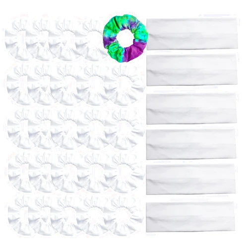 MLMOMVME 25 Pack White Scrunchies 6 Pcs White Headband Cotton for Tie Dye Kit Party Supplies
