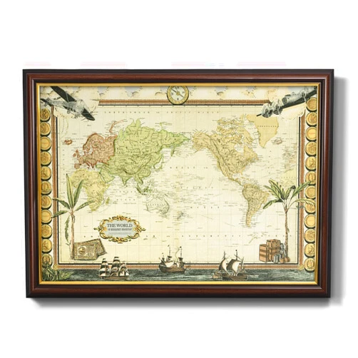 Renditions Gallery Home Decor Black Walnut Framed Prints Ancient World Adventure Map Canvas Prints for Bedroom Dining Living Room Office Home Kitchen Wall Decor - 16