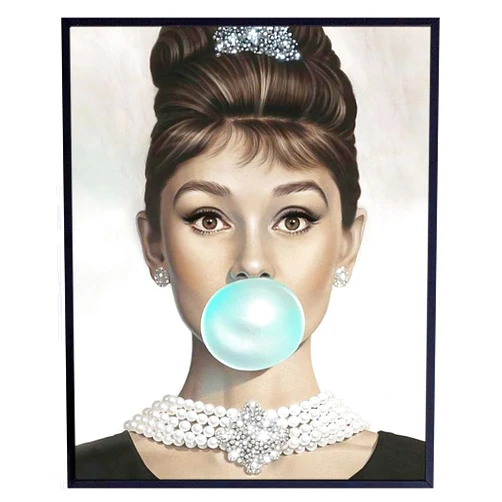 YELLOWBIRD ART & DESIGN Vintage Pop art Wall Decor 11x14 - Audrey Hepburn Art for Women - Wall Art Gifts for Women - Pop art Poster - Woman Wall Decor - Retro Decor - Chic Home Decor - Retro style - Unframed LARGE