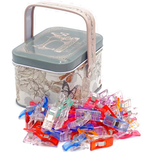 Performore Magik Clips, Multicolored, 100 Pack- Sewing Clips for Quilting and Crafts with Decorative Tin (Butterfly Design)