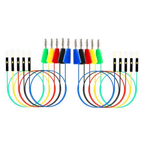 Testeronics 10 PCS Stackable Banana Plug to Jumper Wire | Binding Post to Solderless Breadboard Jumper Wire | 22 AWG Copper Core Soft Silicone Flexible Wire Test Leads for Electrical Testing