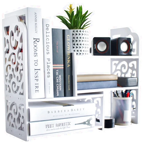 YGYQZ Small Bookshelf for Desktop Storage, Mini Cute Office Desk Shelves White Versatility Organizers for Women, Kids