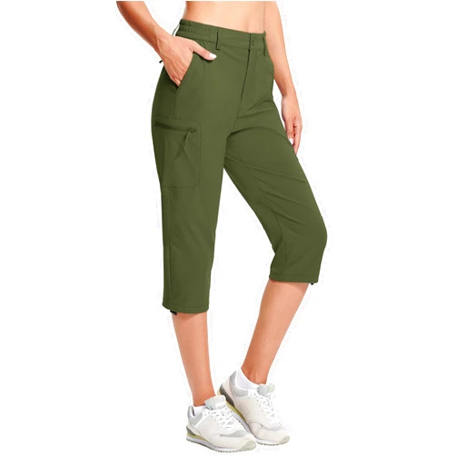 MAGCOMSEN Women's Hiking Capris Pants Cargo Lightweight Stretch Water Resistant Joggers with 5 Pockets for Outdoor
