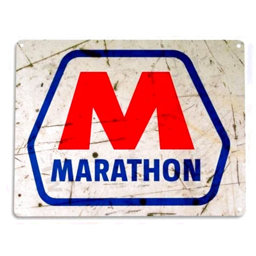 TNND Metal Sign 8x12 inches Marathon Gas Station Vintage Decorative Sign for Bars, Cafes, Restaurants, Hotels, Indoor and Outdoor Decoration