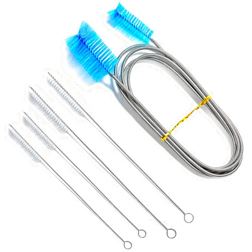 ESCULTORA 67Inch Flexible Drain Brush, Nylon Cleaner Double Ended Elastic Hose Pipe, 4 PCS Straw Cleaning Brush for Fish Tank Glass Tube Home Kitchen