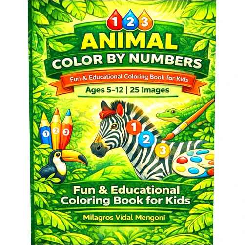 MILAGROS VIDAL MENGONI ANIMAL COLORING BOOK: BY NUMBERS : Didactic, for children from 5 to 12 years