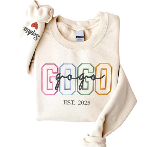 UrbanNEST Custom Embroidered Grandma Sweatshirt, Embroidered Hoodies, Personalized Sweatshirt, Nana, Auntie, Mimi Gifts